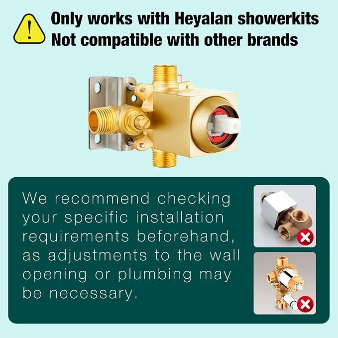 Heyalan Bathtub Shower Faucet Set, 6 Inch Square Trim Kit - Image 2