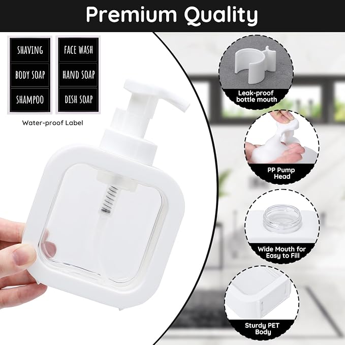 Segbeauty 10.1oz Foam Hand Soap Dispenser, Plastic Body Soap Shampoo Shower - Image 2