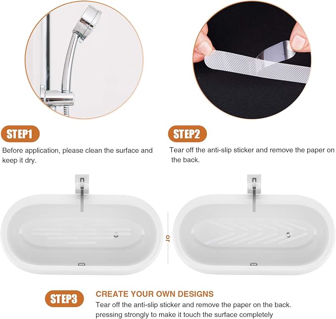 Original Anti Slip Shower Stickers, Safety Bathtub Strips Adhesive Decals - Image 5