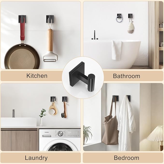 5 Pieces Bathroom Hardware Set Matte Black Towel Bar Set Includes 23.6” Towel - Image 5