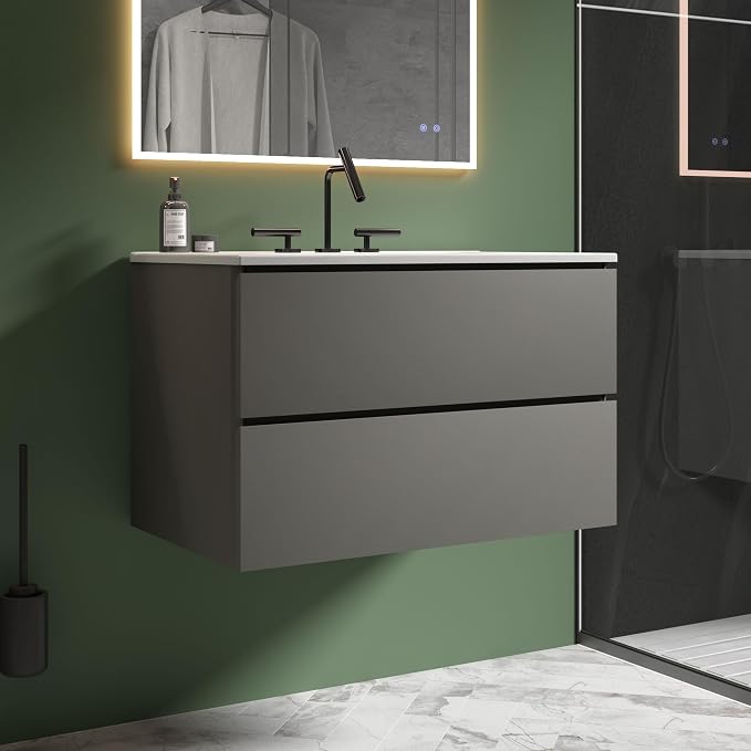 30" Bathroom Vanity with Sink, Modern Floating Vanity with Double Soft Closing by LittleTulip