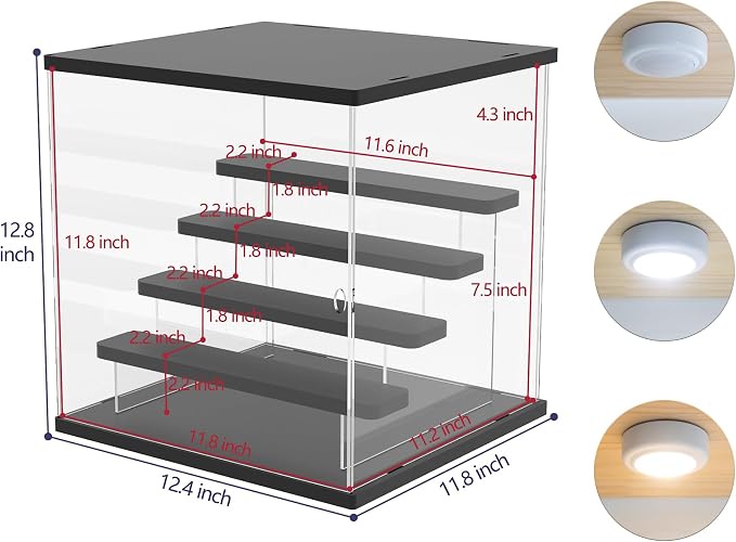 Choowin 5 Tier Clear Acrylic Lighted Display Case - Image 2