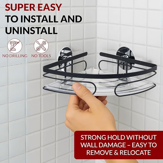 2-Pack Corner Shower Caddy – Rust-Resistant Wall-Mounted Bathroom Organizer - Image 4