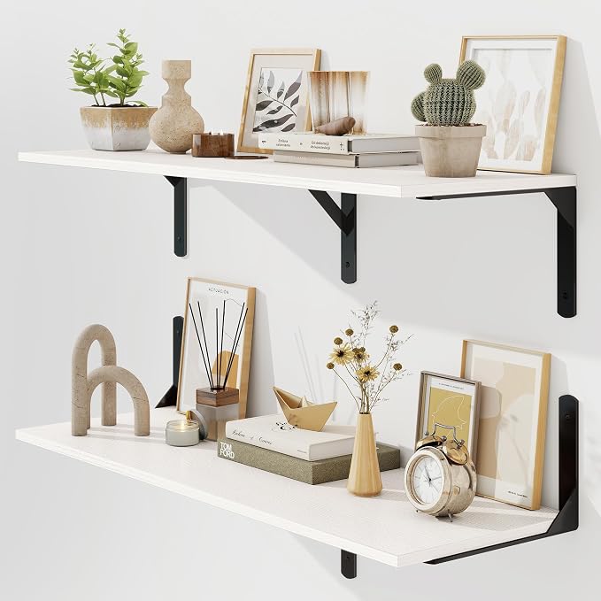 36 Inch White Floating Shelves Wall Mounted, 12 Inch Deep Wall Shelves - Image 4
