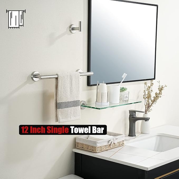 JQK Bathroom Towel Bar, 15 Inch 304 Stainless Steel Thicken 0.8mm Towel Rack - Image 5