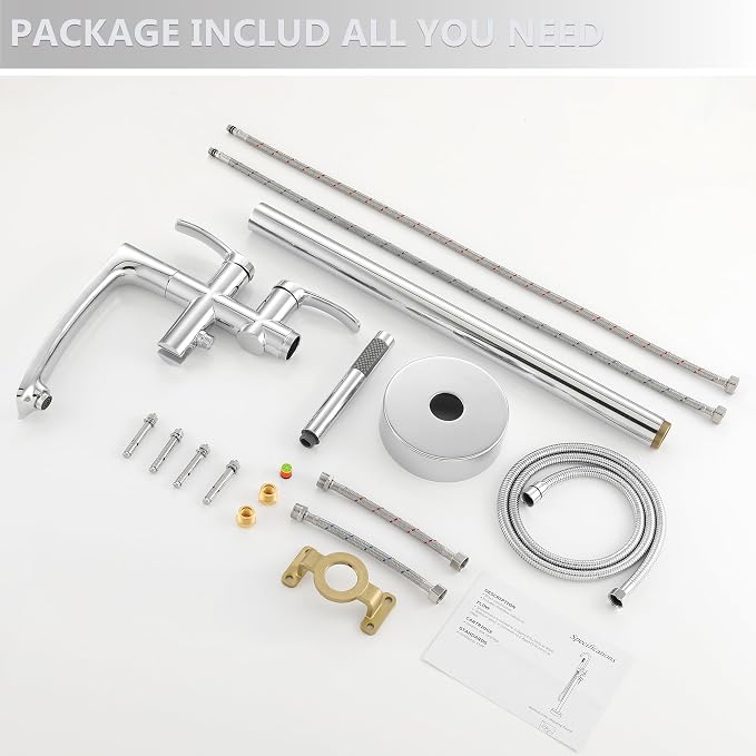 Free Standing Bathtub Faucets, Shiny Chrome Stainless Steel Floor Mount Tub - Image 7