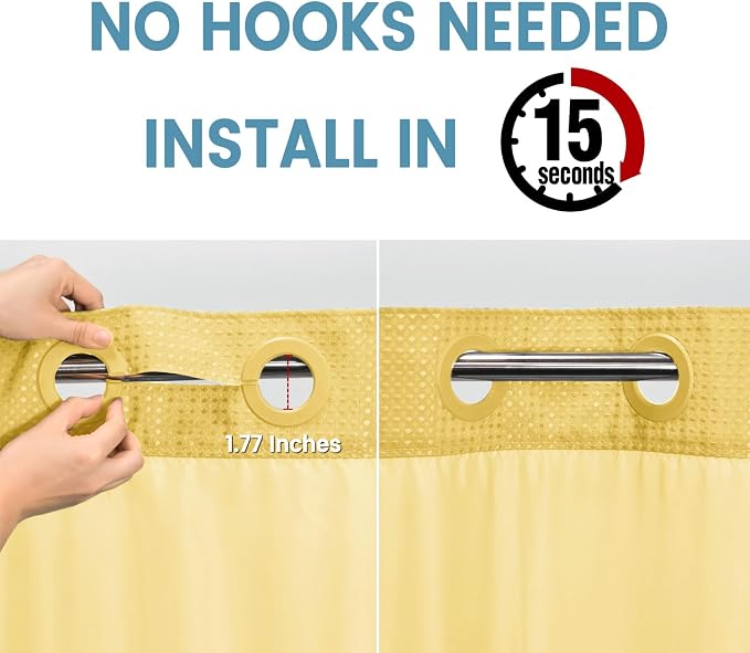 Yellow No Hook Shower Curtain - Image 3