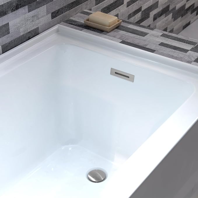 WOODBRIDGE 54" Acrylic Rectangular Alcove Soaking Bathtub in White - Image 7