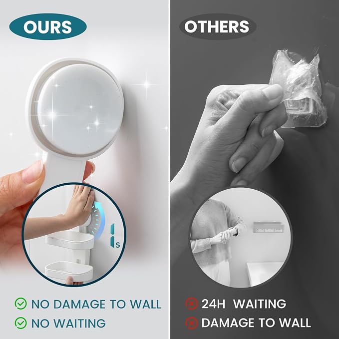 TAILI Double Layer Soap Dish Suction Cup Soap Holder, Strong Sponge Holder - Image 8