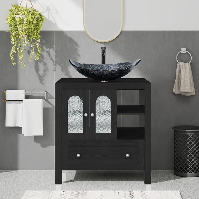 30-Inch Black Bathroom Vanity by Solidee