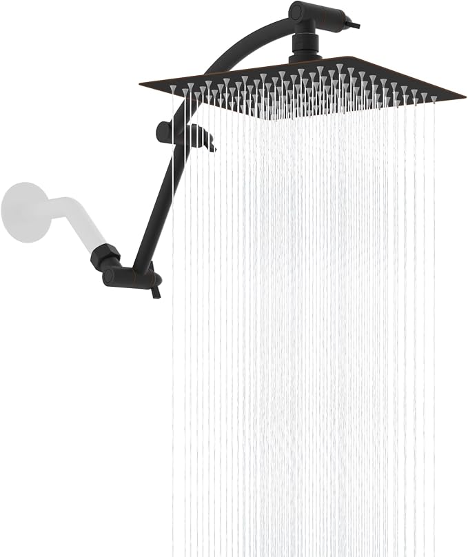 Hibbent All Metal Rain Shower Head, Solid Brass Adjustable Shower Arm Extender by Hibbent