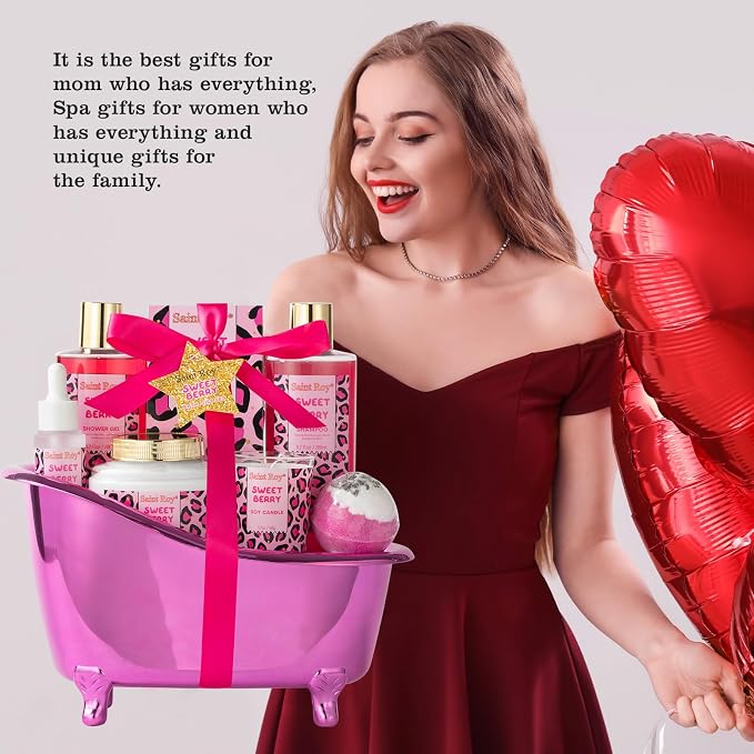bath body Gifts for Her Home Bath Spa Gift Basket for Women Sweet Berry Bath - Image 7