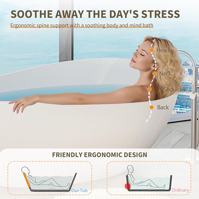 63" Freestanding Solid Surface Bathtub - Image 3