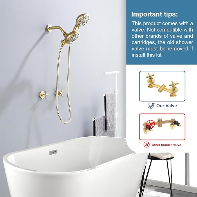 2 Handle Shower Faucet Shower System Complete 2 in 1 Shower Combo Set - Image 2