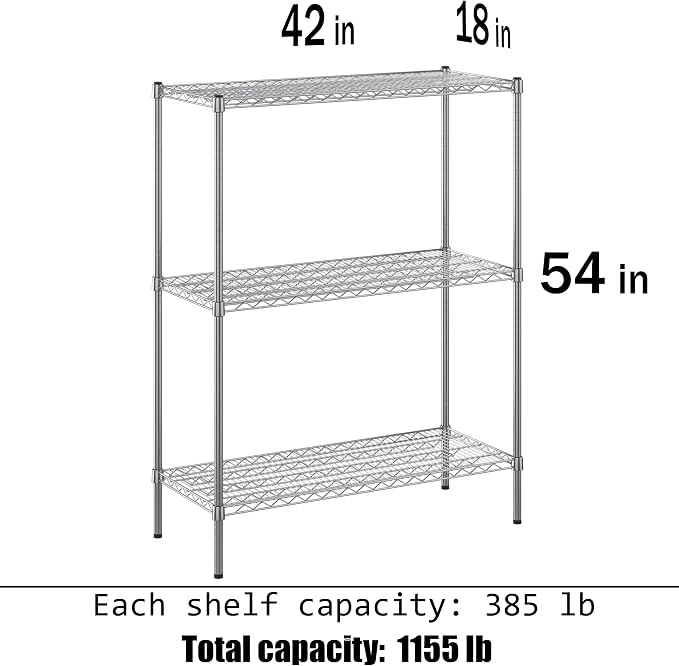 18" Deep x 42" Wide x 54" Height Wire Shelving Kit | 3-Tier | NSF Commercial - Image 3