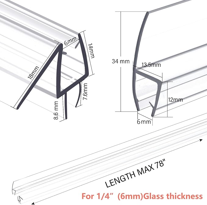 Shower Door Bottom&Side Seal Set 3PCS, to Stop Water Leaks - Image 4