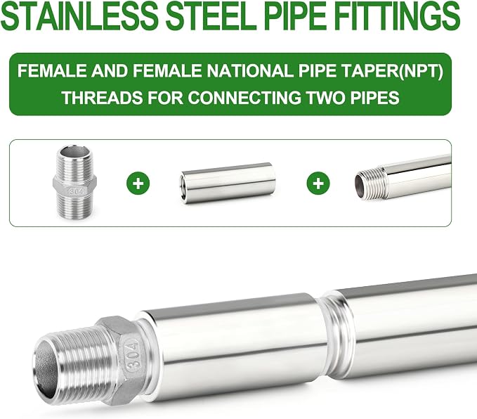 TAISHER 2PCS Stainless Steel Pipe Fittings, 1/4" NPT Female x 1/4" NPT Female - Image 6