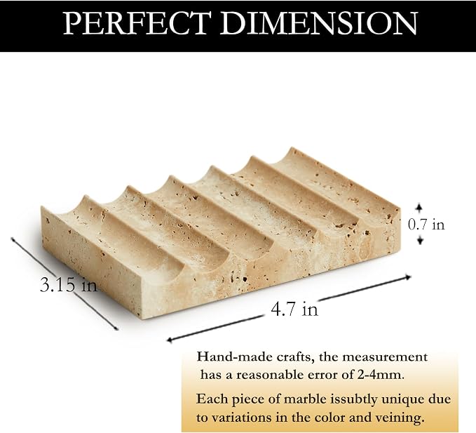 Elegant Natural Marble Soap Dish – Zen Stone Soap Tray – Rectangle Non-Slip - Image 2