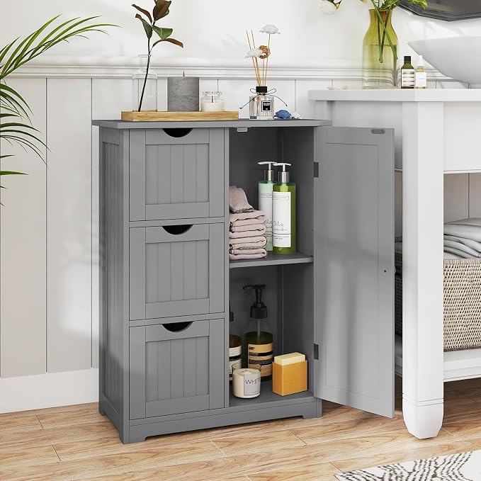 Tangkula Bathroom Floor Cabinet, Freestanding Storage Cabinet - Image 2