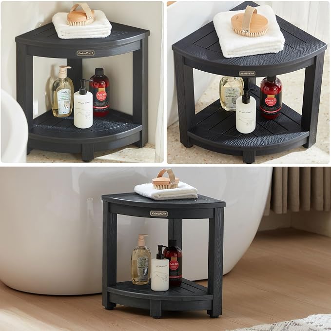 Shower Bench for Inside Shower, Poly Lumber Corner Shower Stool, Plastic - Image 6