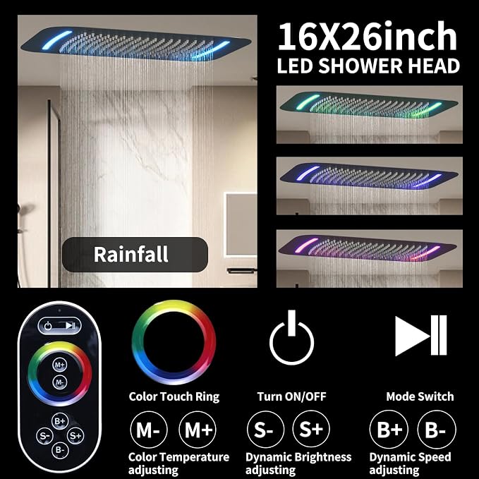 Shower System 16X26 inch Ceiling Mounted Shower Faucet Set - Image 2