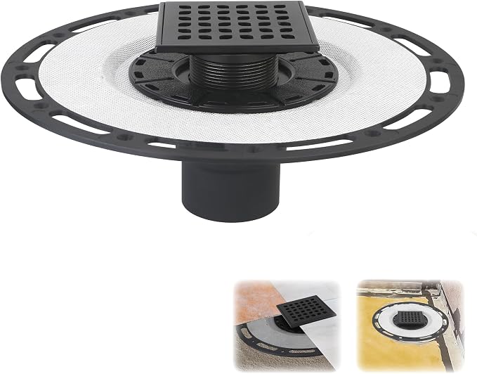 Square Shower Drain, 4-Inch Matte Black Kit by Unknown