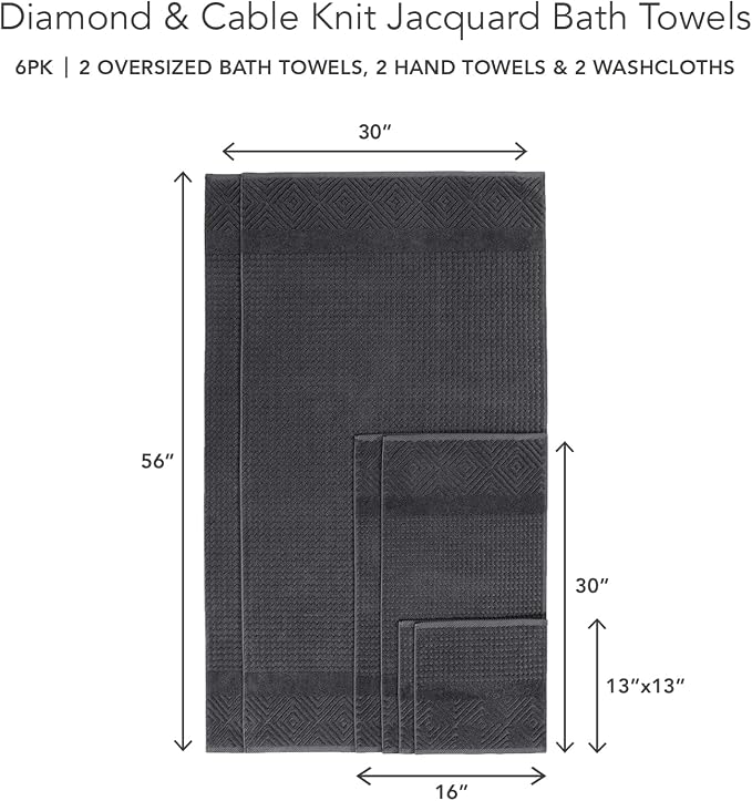 Texere 100% Organic Cotton Diamond Jacquard 700 GSM Luxury Bath Towel Sets - Image 6