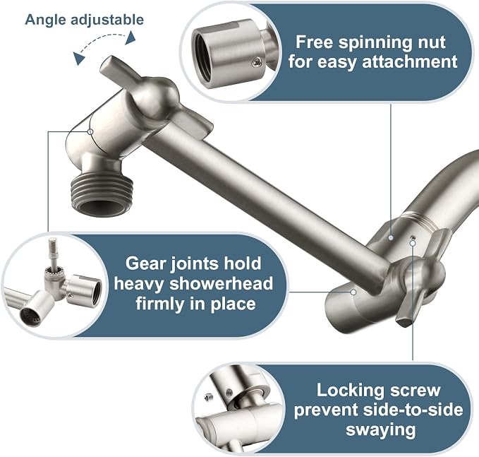 BRIGHT SHOWERS Brass Shower Arm Extender - Image 3