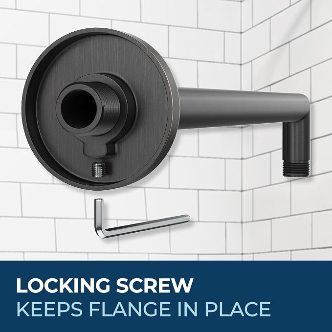 HammerHead Showers® Solid Metal 16 Inch Extended Shower Arm and Flange - Image 6
