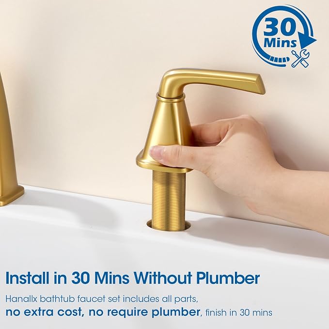Roman Tub Filler Tub Faucet Deck Mount Bathtub Faucets Brass 4 Holes Bathroom - Image 6