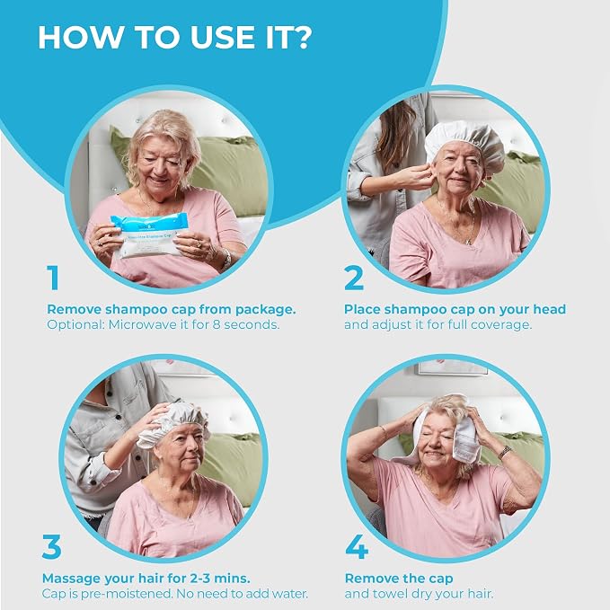Scrubzz Shampoo Caps No Rinse for Elderly and Bedridden Patients, Rinse Free - Image 6
