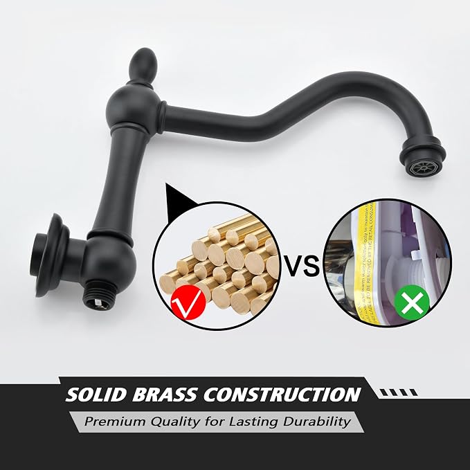 SUMERAIN Matte Black Wall Mounted Bathtub Faucet - Image 7