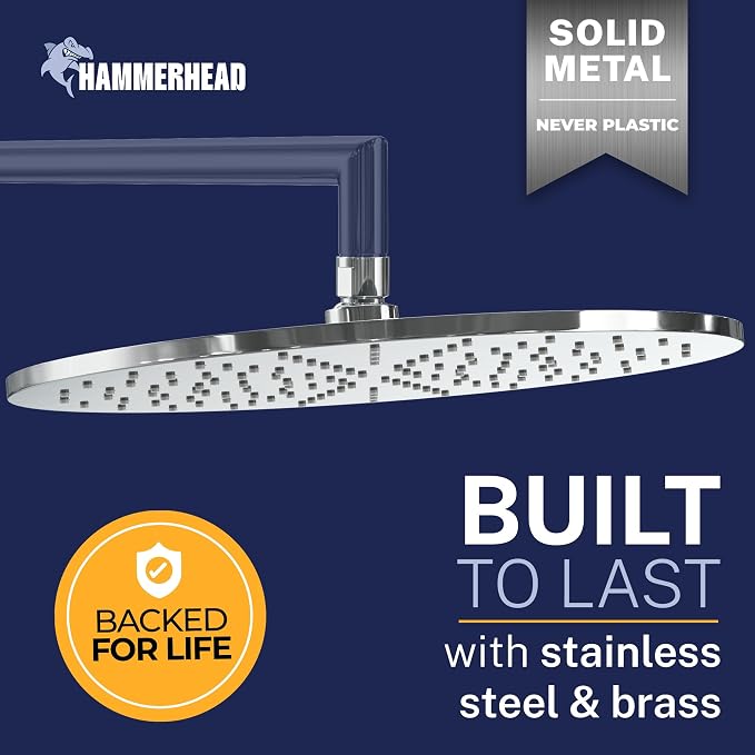 HammerHead Showers® Solid Metal 12 Inch Rainfall Shower Head, Large Rain Shower - Image 3