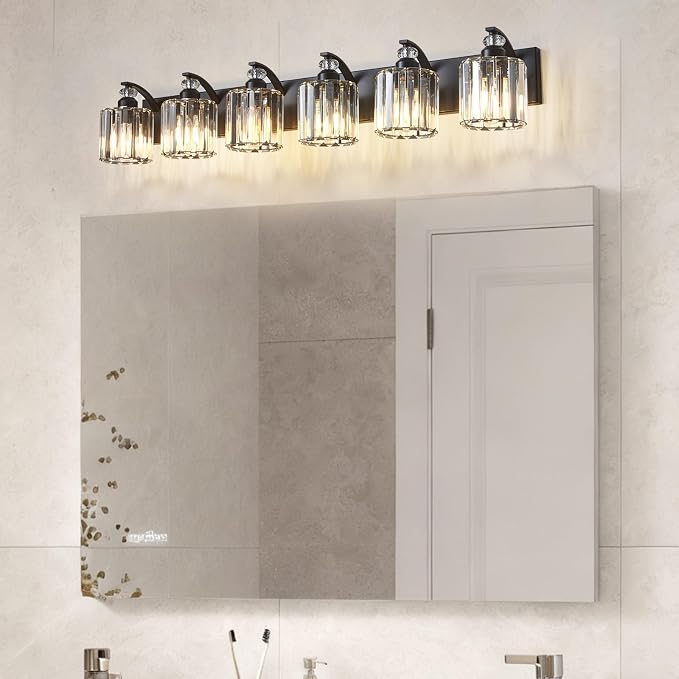 6-Light Black Bathroom Light Fixture Modern Vanity Lights Over Mirror Vintage - Image 2