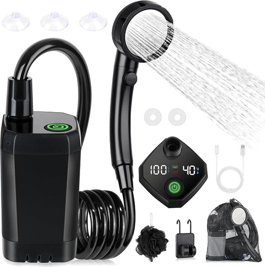 Portable Shower for Camping, Spopal 6000mAh Rechargeable Camping Shower by Spopal