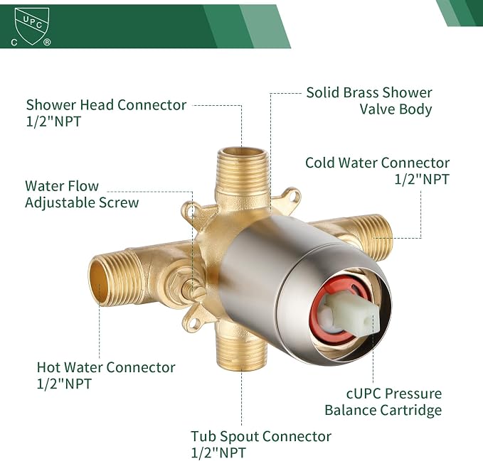 L829-2 Brushed Nickel Shower Faucet Set - Image 3