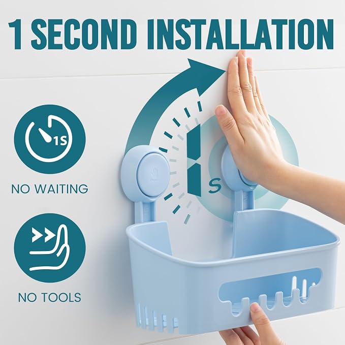 TAILI Shower Caddy Suction Cup, Heavy Duty Bathroom Organizer, Removable Shelves - Image 2