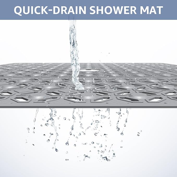OTHWAY Square Shower Mat, TPE Anti Slip Shower Mat - Image 3