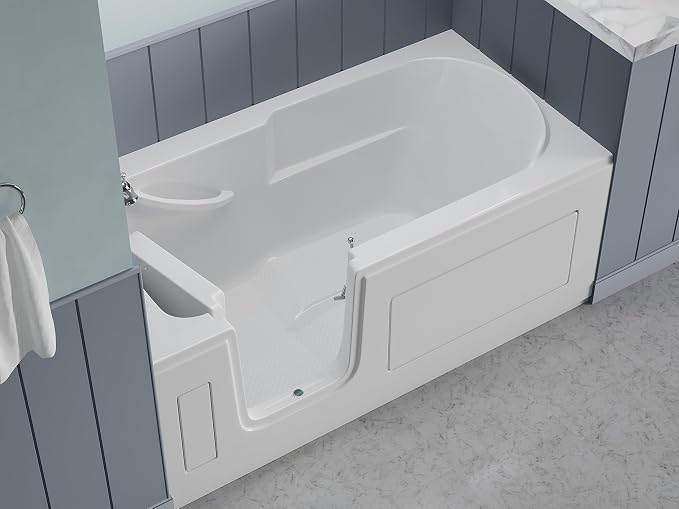 ANZZI Walk-In Tub 60'' x 30'' Acrylic, Left Drain, Easy Step Low Threshold - Image 3