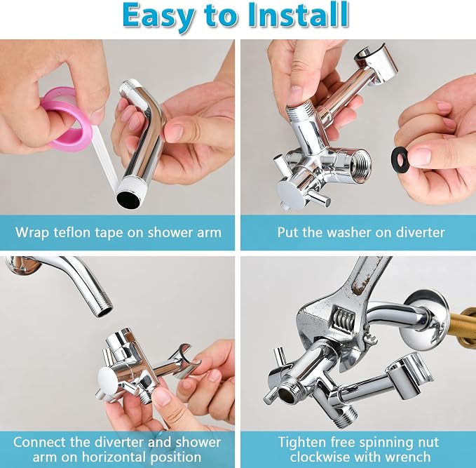 PDPBath Solid Brass Shower Arm 3 Way Shower Diverter Valve - Image 6