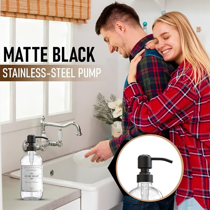 2 Pack Clear Glass Soap Dispenser 16 OZ - Image 5