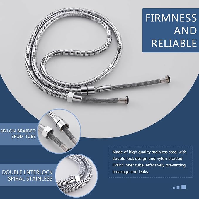 Angle Simple Replacement Shower Hose 79", Stainless Steel Flexible Handheld - Image 4