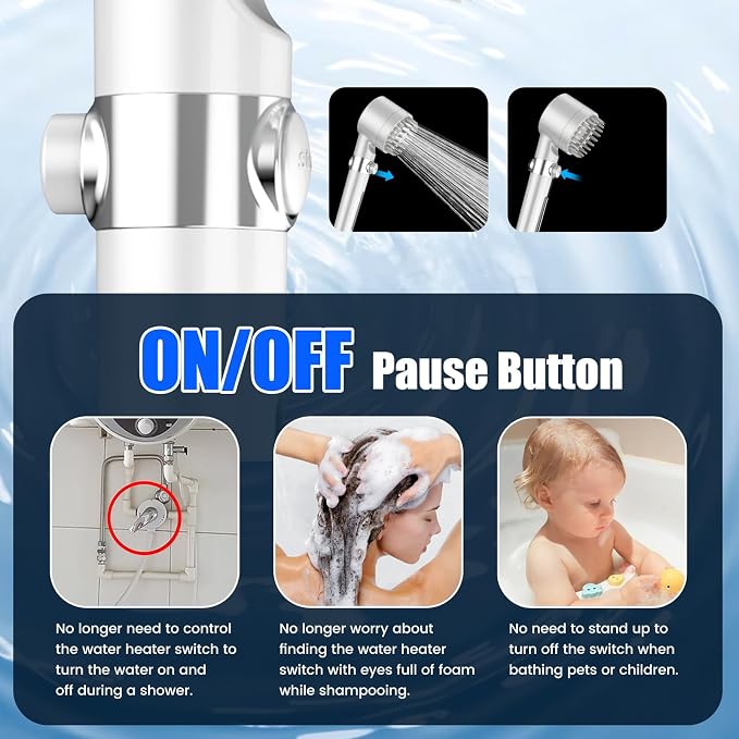 Filtered Shower Head with Handheld, High Pressure 3 Spray Mode Showerhead with - Image 5