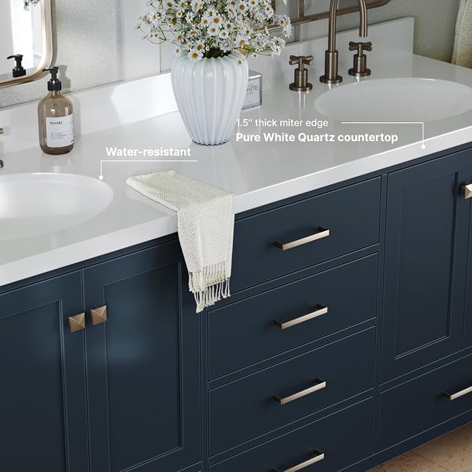 ARIEL Double Bathroom Vanity 73" Grey - Image 4
