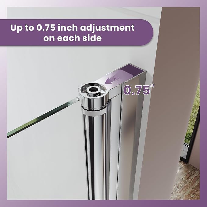 Glass Shower Door 35.5-37" W x 72 in. H, Pivot Shower Door - Image 5