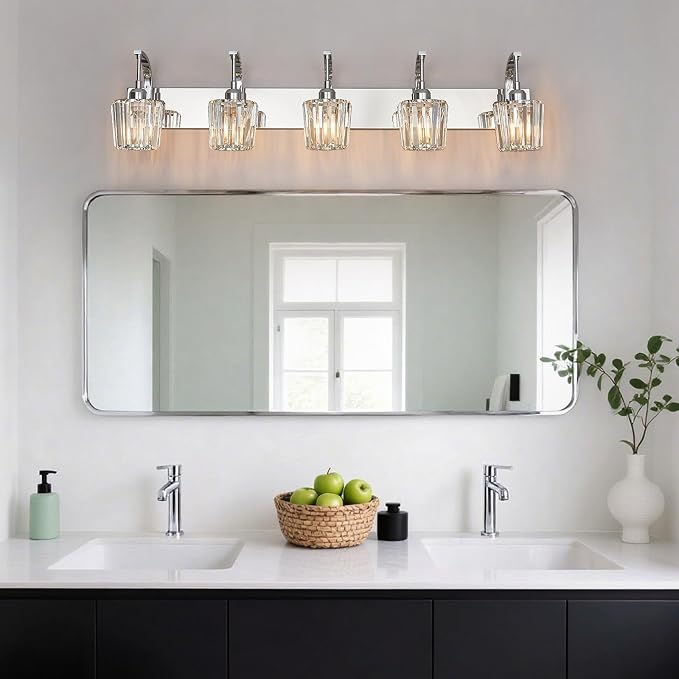 Modern Bathroom Vanity Light, 5-Light Chrome Wall Sconce - Image 3