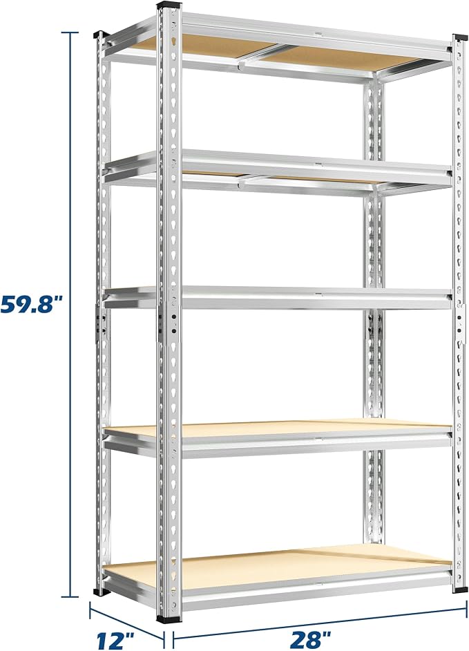 REIBII Storage Shelves 2020LBS Garage Shelving 5 Tier Heavy Duty Shelving - Image 3