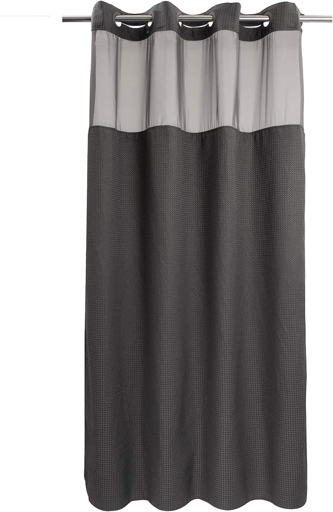 River Dream Heavyweight No Hooks Required Dotted Waffle Weave Shower Curtain - Image 5