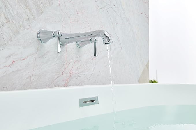 SITGES High Flow Chrome Wall Mount Bathtub Faucet - Image 3