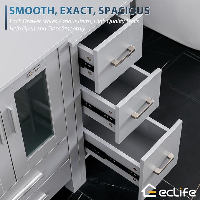 eclife 84" Modern Bathroom Vanity Sink Combo Freestanding Cabinet - Image 3